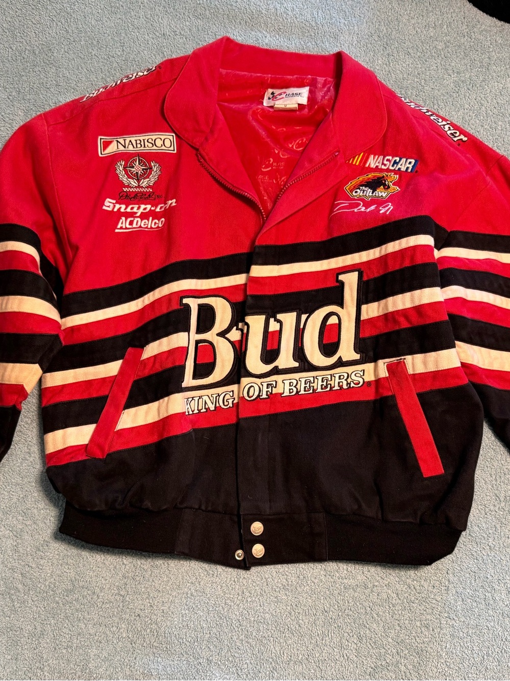 Vintage Dale Earnhardt Jr Budweiser Nascar Racing Jacket Medium Chase Authentics